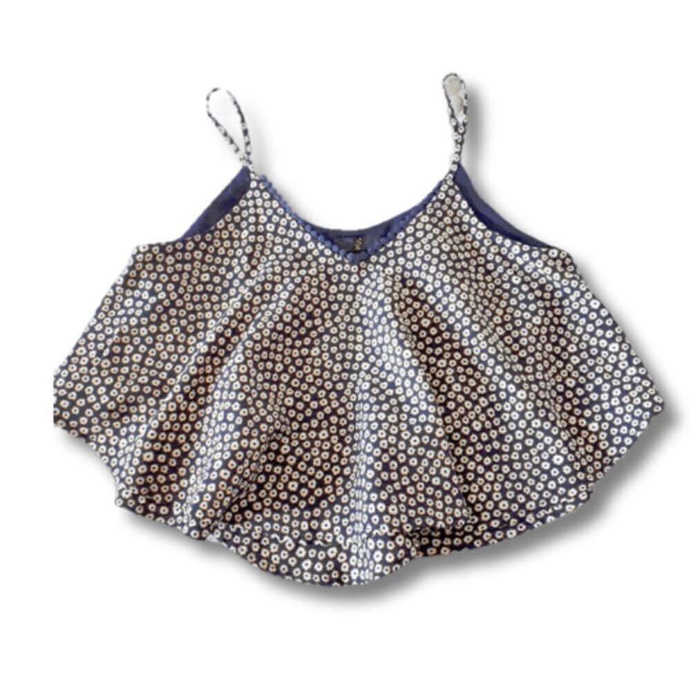 NWT George floral print ruffle hem trim crop top, S